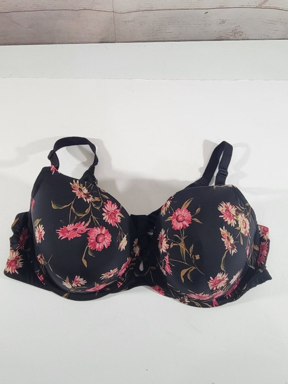 Torrid Curve Push Up Bra Womens 42 C Black Floral Padded Cups Adjustable Straps
